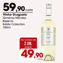Zaffari Vinho Uruguaio Giménez Méndez Reserva Estate Collection oferta