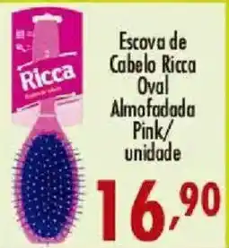 Confiança Supermercados Escova de Cabelo Ricca Oval Almofadada Pink oferta