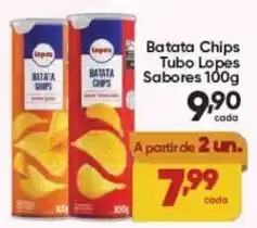 Lopes Supermercados Batata Chips Tubo Lopes Sabores 100g oferta