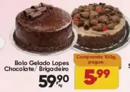 Lopes Supermercados Bolo Gelado Lopes Chocolate/ Brigadeiro oferta