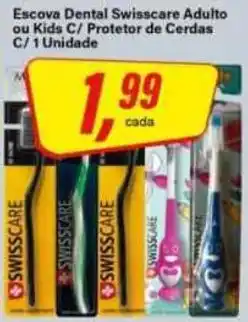 Rede Supermarket Escova Dental Swisscare Adulto ou Kids C/ Protetor de Cerdas oferta