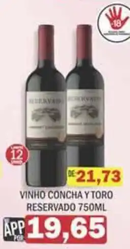 Supermercados Mendonça vinho concha y toro reservado oferta