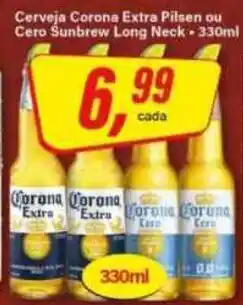 Rede Supermarket Cerveja Corona Extra Pilsen ou Cero Sunbrew Long Neck oferta