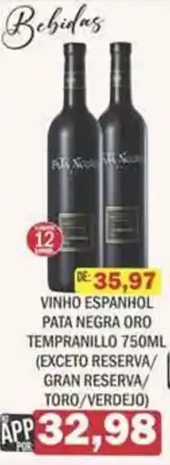 Supermercados Mendonça vinho espanhol pata negra oro tempranillo oferta