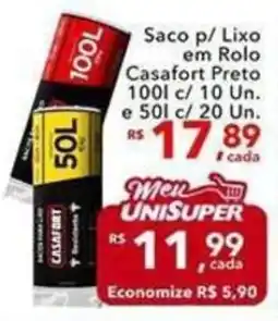 UniSuper Saco p/ Lixo em Rolo Casafort Preto oferta