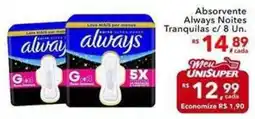 UniSuper Absorvente Always Noites Tranquilas oferta