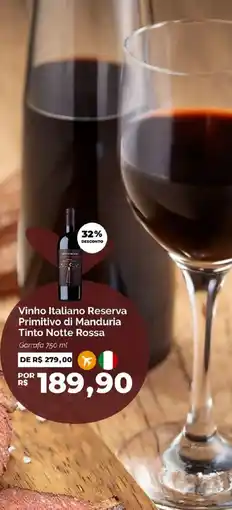 Oba Hortifruti Vinho Italiano Reserva Primitivo di Manduria Tinto Notte Rossa oferta