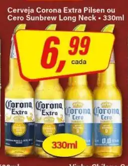 Rede Supermarket Cerveja Corona Extra Pilsen ou Cero Sunbrew Long Neck oferta