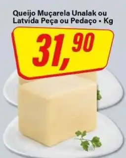 Rede Supermarket Queijo Muçarela Unalak ou Latvida Peça ou Pedaço oferta