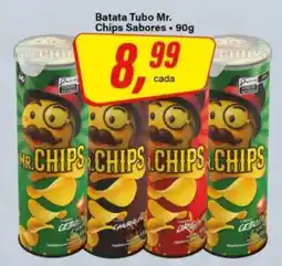 Rede Supermarket Batata Tubo Mr. Chips Sabores oferta