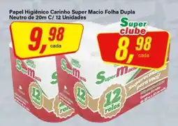 Rede Supermarket Papel Higiênico Carinho Super Macio Folha Dupla Neutro de 20m C/ 12 Unidades oferta