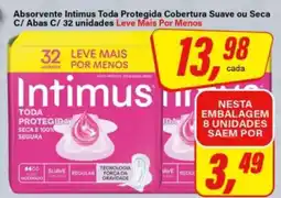 Rede Supermarket Absorvente Intimus Toda Protegida Cobertura Suave ou Seca C/ Abas C/ 32 unidades oferta