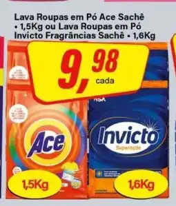 Rede Supermarket Lava Roupas em Pó Ace Sachê ou Lava Roupas em Pó Invicto Fragrâncias Sachê oferta