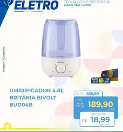 Hiper Moreira umidificador 4.8l britânia bivolt bud04b oferta
