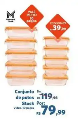 Sam's Club Conjunto de potes Stock Vidro, 10 peças oferta
