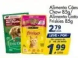 Delta Supermercados Alimento Cão Chow 85g/ Alimento Gato Friskies 85g oferta