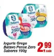 Negreiros Iogurte Grego Batavo Pense Zero Sabores oferta