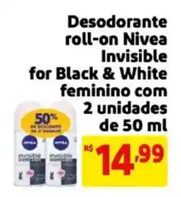 Mercado Extra Desodorante roll-on Nivea Invisible for Black & White feminino oferta