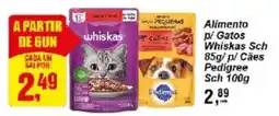 Negreiros Alimento p/ Gatos Whiskas Sch 85g/ Cães Pedigree Sch 100g oferta