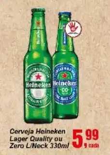 Negreiros Cerveja Heineken Lager Quality ou Zero L/Neck oferta