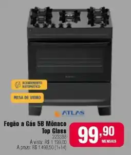 Berlanda Fogão a Gás 5B Mônaco Top Glass oferta