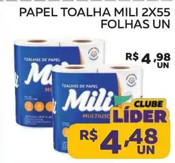 Lider Atacadista Papel toalha mili 2x55 folhas un oferta