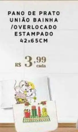 Empório Bahamas Pano De Prato União Bainha Overlocado Estampado 42 X 65cm oferta