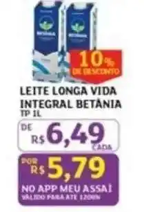 Assaí Atacadista LEITE LONGA VIDA INTEGRAL BETÂNIA TP 1L oferta