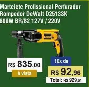 Martelete Profissional Parfurador Rompedor Dewalt D25133k 800w Br B2 127v 220v