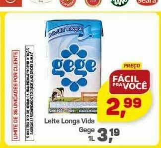 Supermercados São Vicente Leite Longa Vida Gege oferta