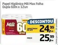 Tenda Atacado Mili - papel higiênico max folha dupla 60m x 12un oferta