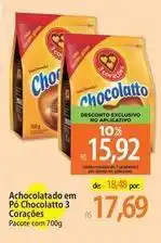 Atacadão 3 corações - achocolatado em pó chocolatto oferta
