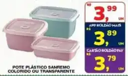 Roldão Pote plástico sanremo colorido ou transparente oferta