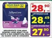 Roldão Sempre livre - absorvente com abas adapt plus notte e dia cobertura seca ou suave com 32 unidades oferta