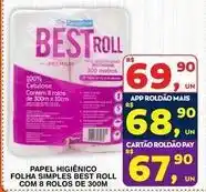 Roldão Premium - papel higiênico folha simples best roll com 8 rolos de 300m oferta