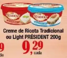 Supermercados Unidos Creme de Ricota Tradicional ou Light Président oferta
