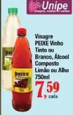 Supermercados Unidos Vinagre peixe vinho tinto ou branco, álcool composto limão ou alho oferta