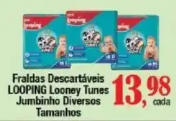 Supermercados Unidos Fraldas descartáveis looping looney tunes jumbinho diversos tamanhos oferta