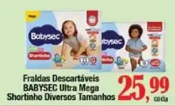 Supermercados Unidos Fraldas descartáveis babysec ultra mega shortinho diversos tamanhos oferta