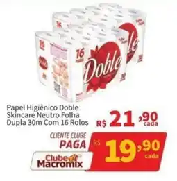 Macromix Atacado Papel Higiênico Doble Skincare Neutro Folha oferta