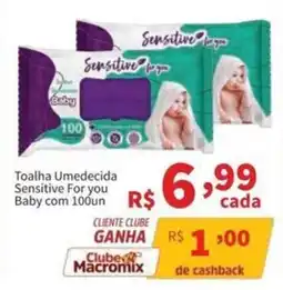 Macromix Atacado Toalha Umedecida Sensitive For you Baby oferta