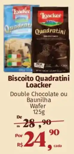 Supermercados Mateus Biscoito Quadratini Loacker Double Chocolate ou Baunilha Wafer oferta