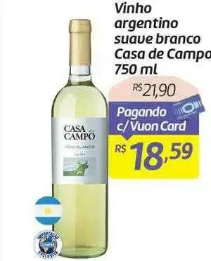Comper Vinho Argentino Suave Branco Casa De Campo oferta