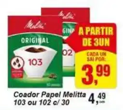 Negreiros Coador papel melitta 103 ou 102 c/ 30 oferta