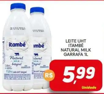 Leite uht itambé natural milk garrafa 1l