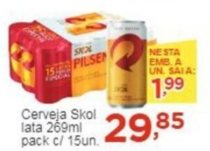 Rossi Supermercado Cerveja Skol Lata 269ml pack c/15 unidades oferta
