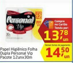 Tenda Atacado Papel higiênico folha dupla personal vip oferta