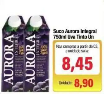 Suco aurora integral 750ml uva tinto un