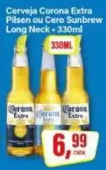 Rede Supermarket Cerveja Corona Extra Pilsen ou Cero Sunbrew Long Neck oferta