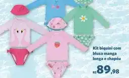 Sam's Club Kit biquíni com blusa manga longa e chapéu oferta